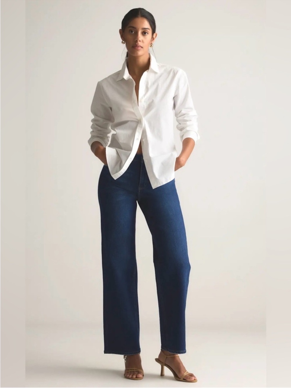 Quince Bella Stretch Relaxed Straight Jeans In Stormy Blue 27x28